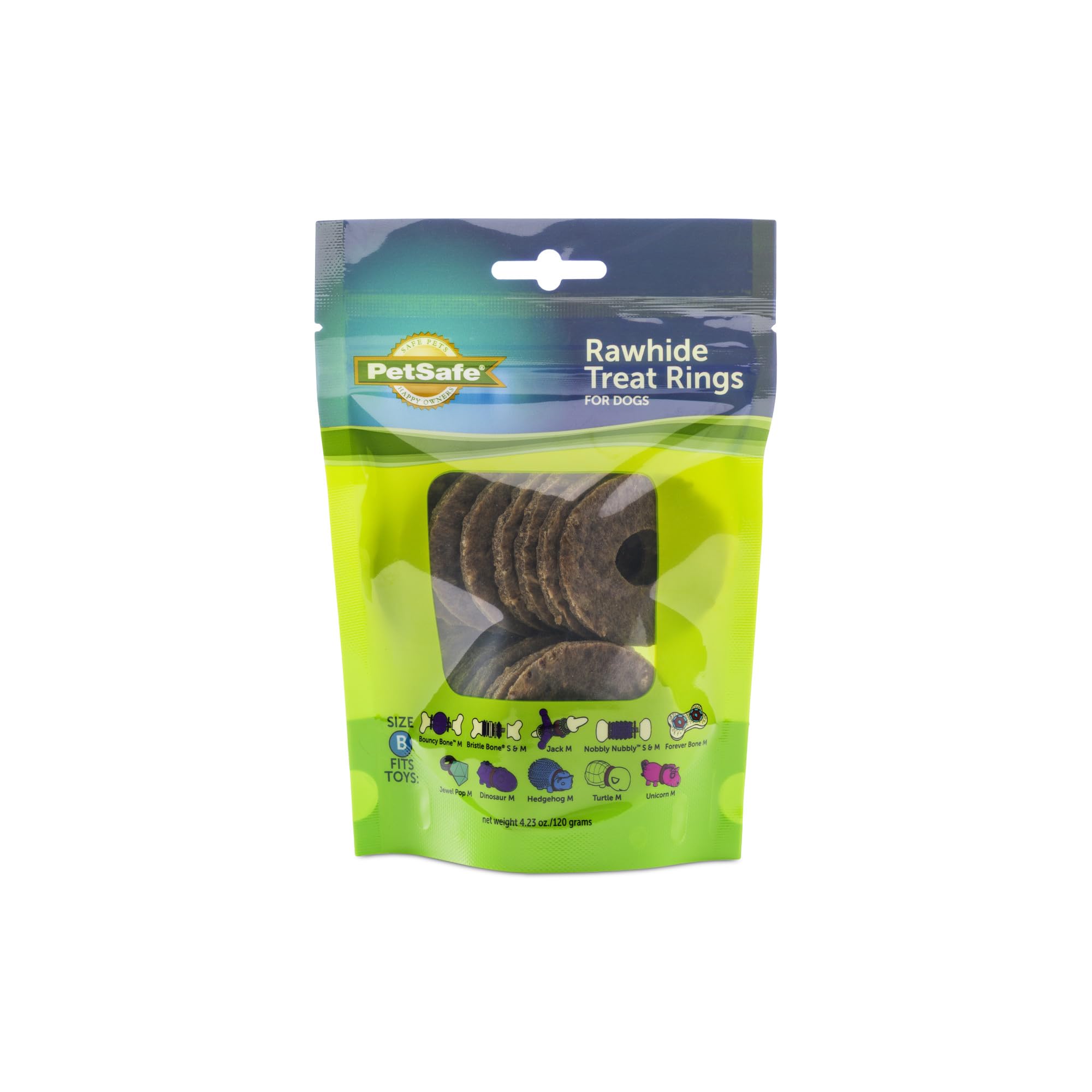 PetSafe Busy Buddy Natural Rawhide Rings - Long-Lasting Chew Refills - Quality Ingredients - Original Rawhide Flavor - Size B - 16-Pack, Medium (SIZE B)