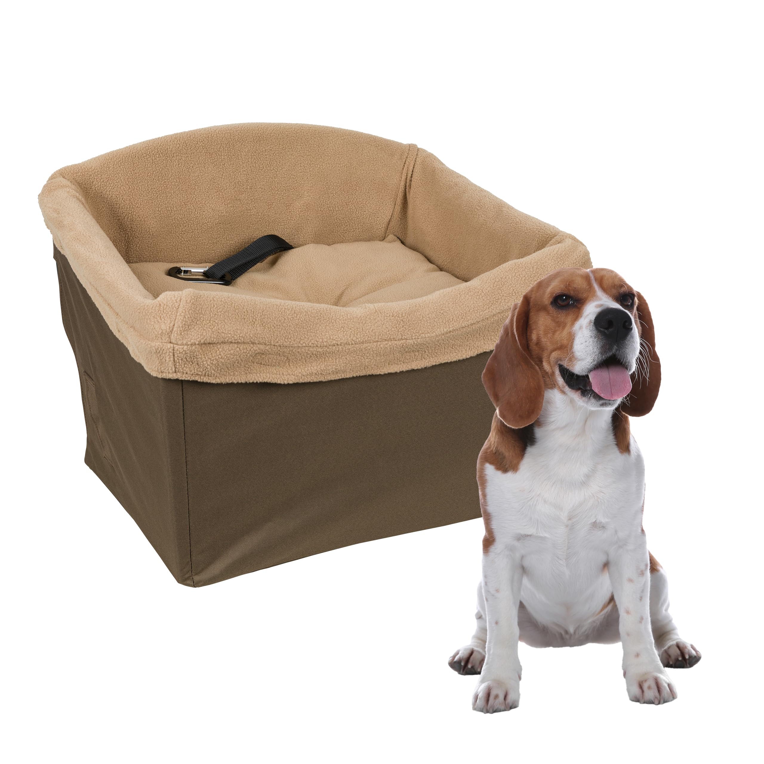 PetSafe Happy Ride Dog Safety Seat - Dedicated Pet Car Seat for Small Dogs - Elevated Booster Seat - Fleece Liner Booster Seat - Machine Washable - Fits Most Cars, Trucks & SUVs