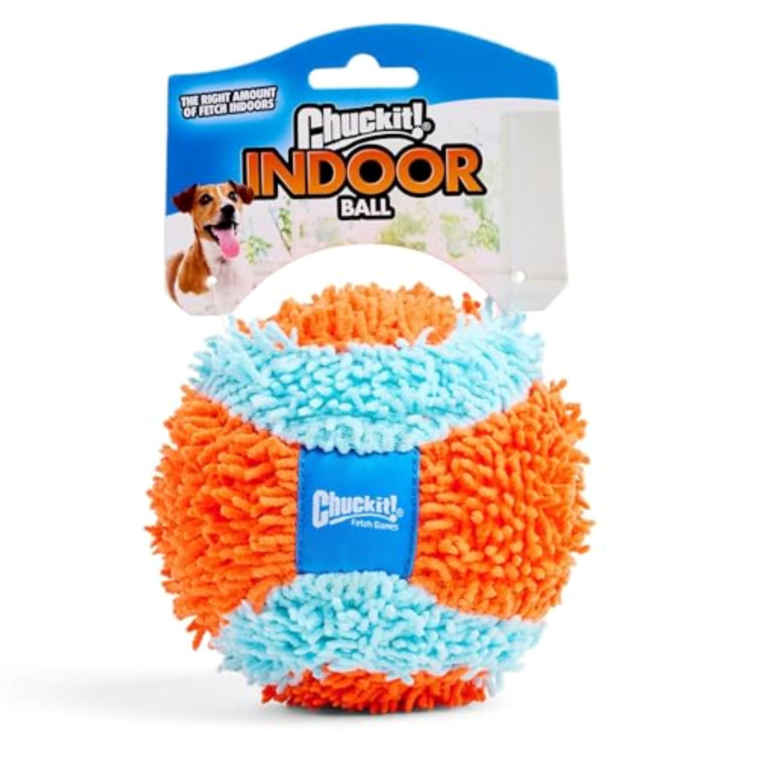 Chuckit! Indoor Fetch Ball Dog Toy for Dogs - Interactive Dog Toys for Boredom, 4.75 Inch, Orange and Blue, Orange & Blue Fetch Ball, 4.75 inches (1 Pack)
