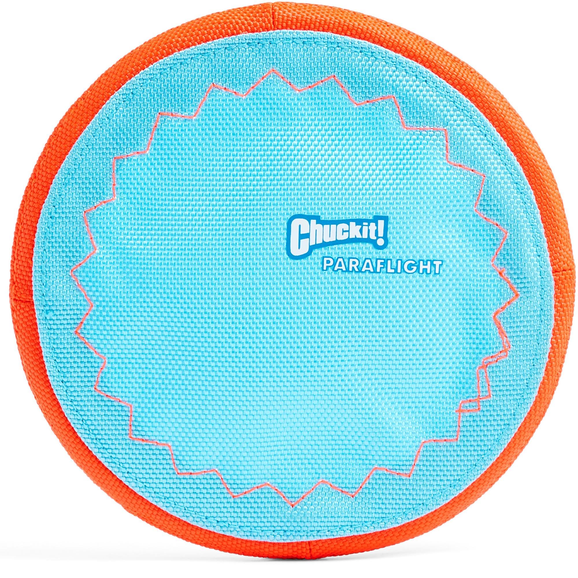 Chuckit! Paraflight Flying Disc Dog Toy - Water Floating Flyer - Durable Nylon Construction with Soft Rubber Edges - For Small and Medium Dogs - Size Small - 6.75