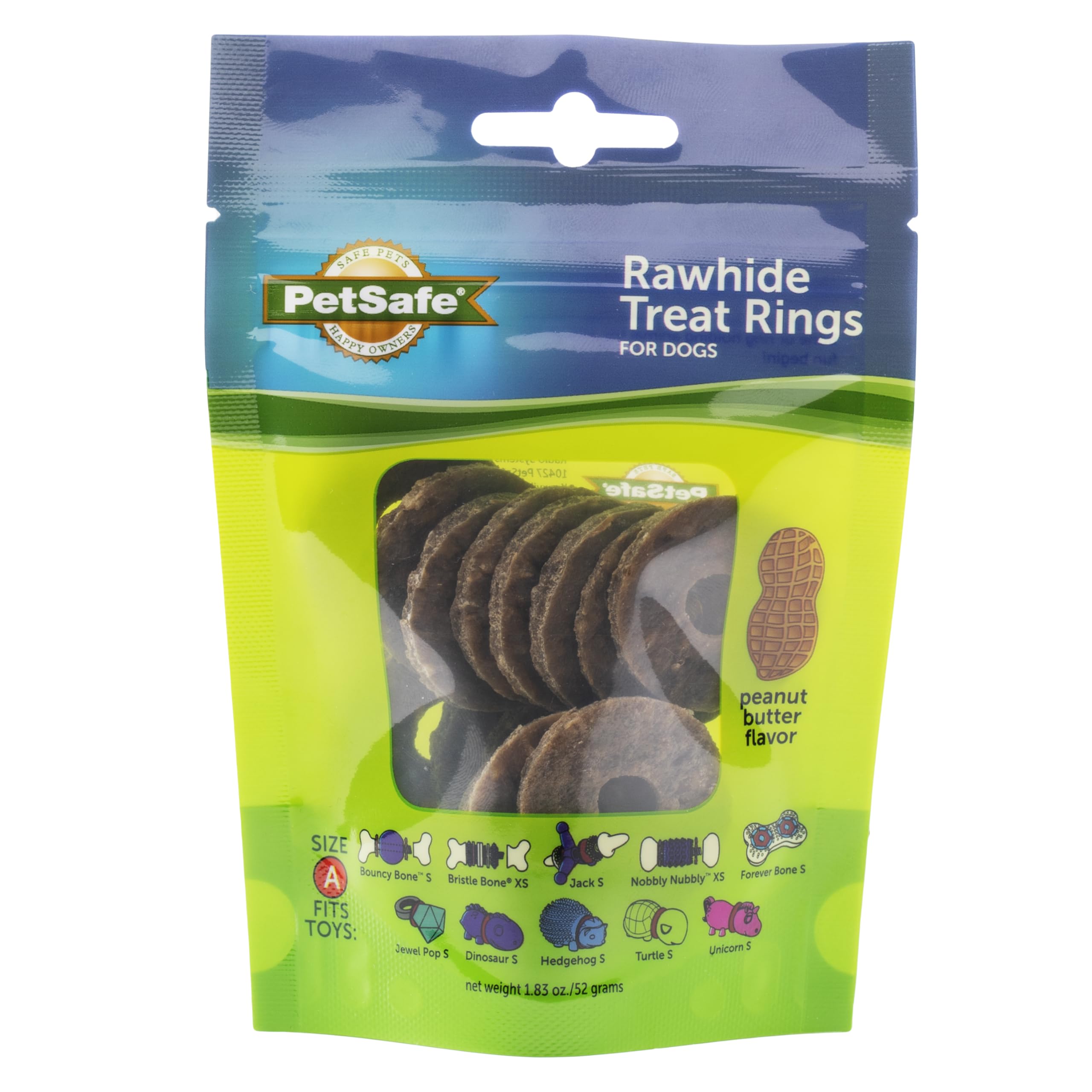 PetSafe Busy Buddy Natural Rawhide Rings - Peanut Butter Flavor Chews - High Protein Rawhide Rings - Engaging Dog Chew Rings - Interactive Dog Treats for Training & Playtime - Size A