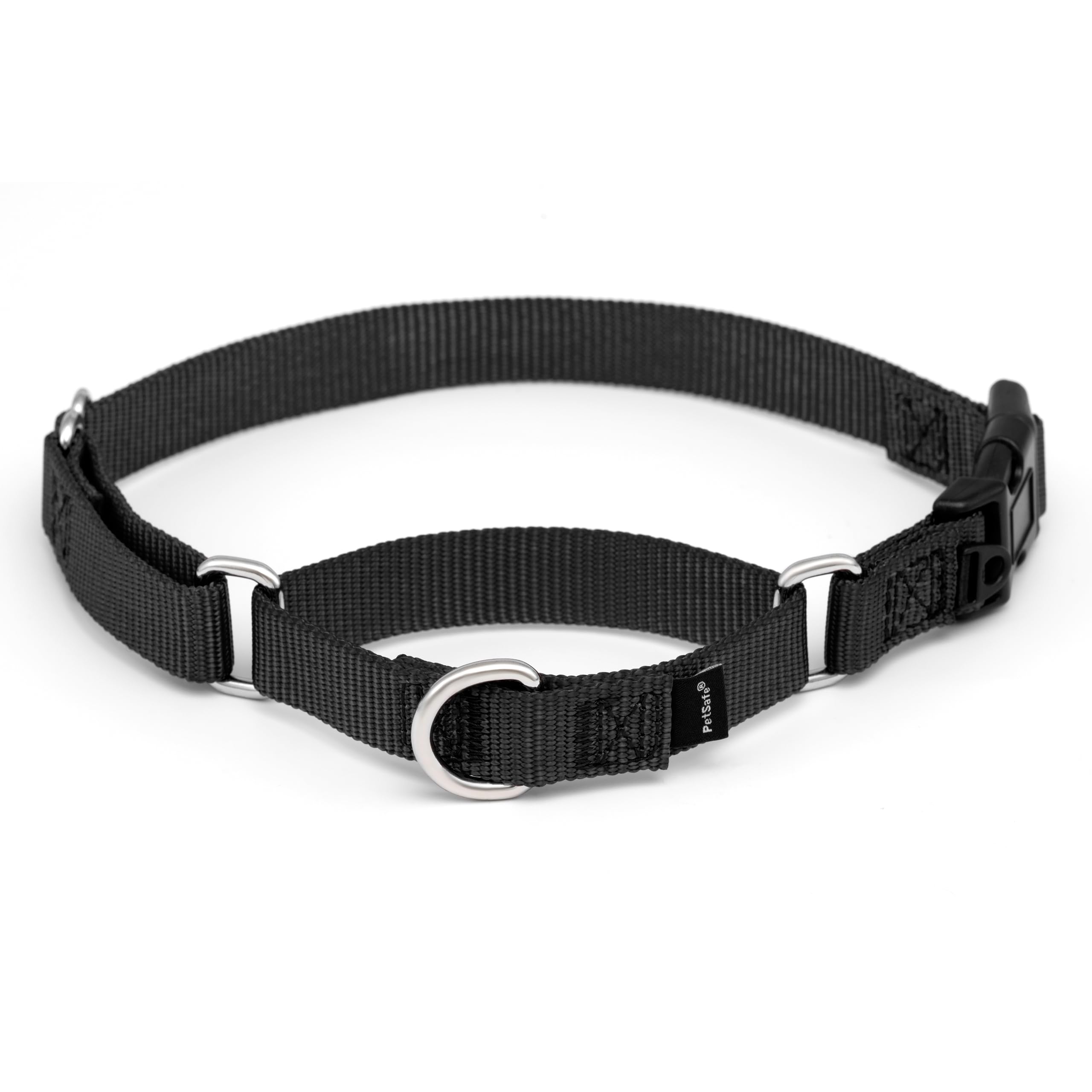 PetSafe Martingale Dog Collar with Quick Snap Buckle - No Pull Dog Collar for Walking Control - Gentle Correction - Durable Nylon Material - Adjustable No-Slip Collar - Black - Medium - 1 Inch Wide