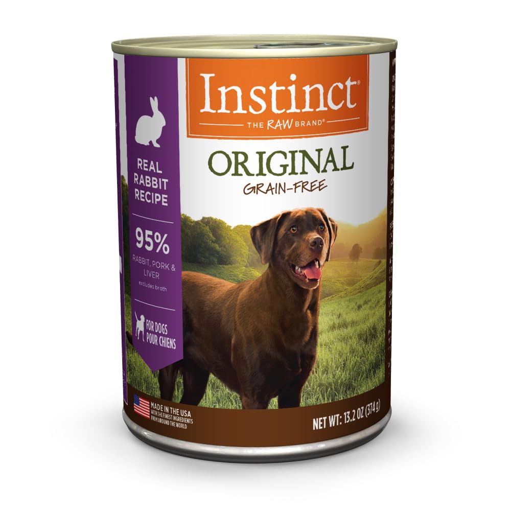 Instinct Original Wet Dog Food, Grain Free Recipe - Real Rabbit, 13.2 oz. Cans (Pack of 6), Rabbit, 13.2 Ounce (Pack of 6)