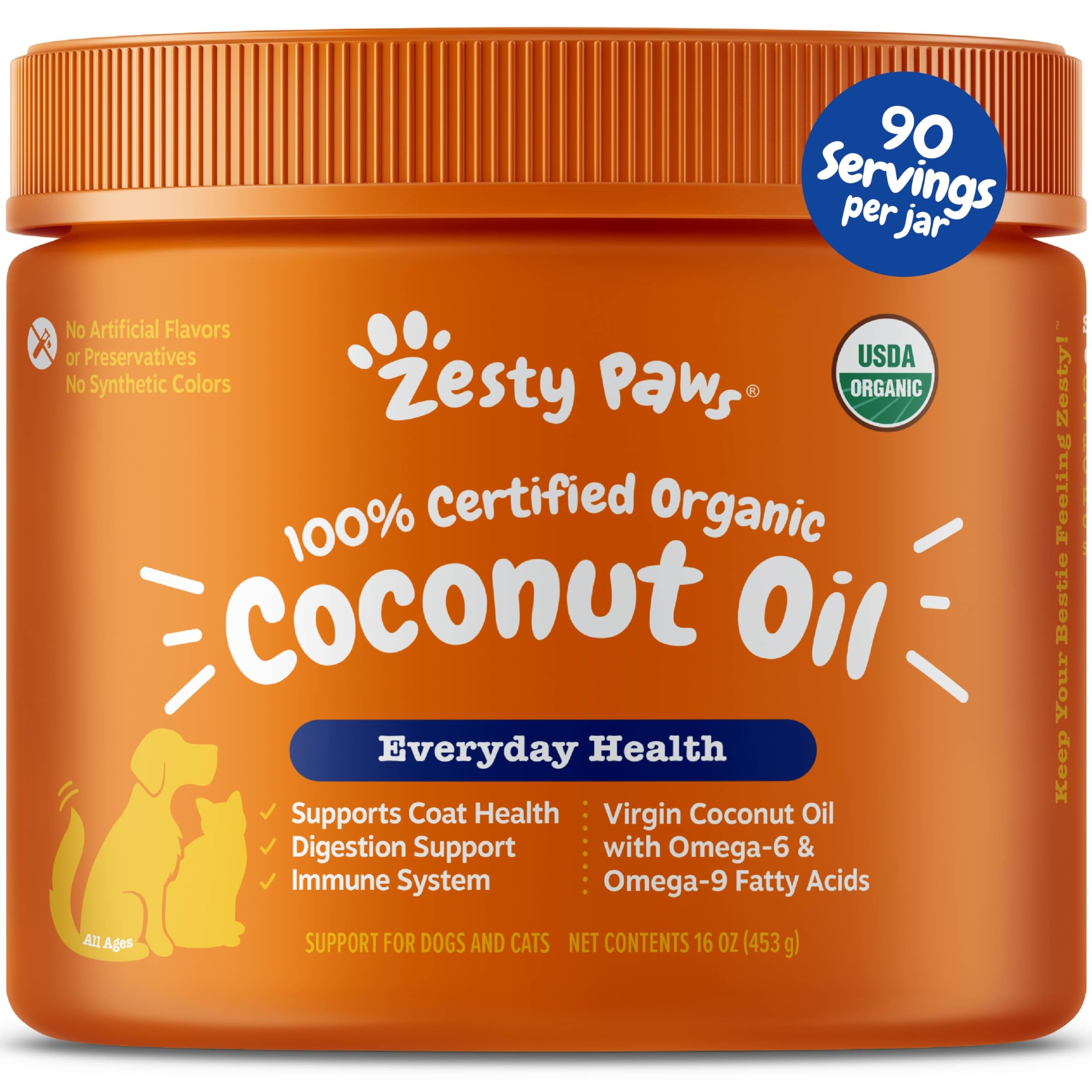 Coconut Oil for Dogs - Certified Organic & Virgin Superfood Supplement - Digestive & Immune Support - 16 OZ