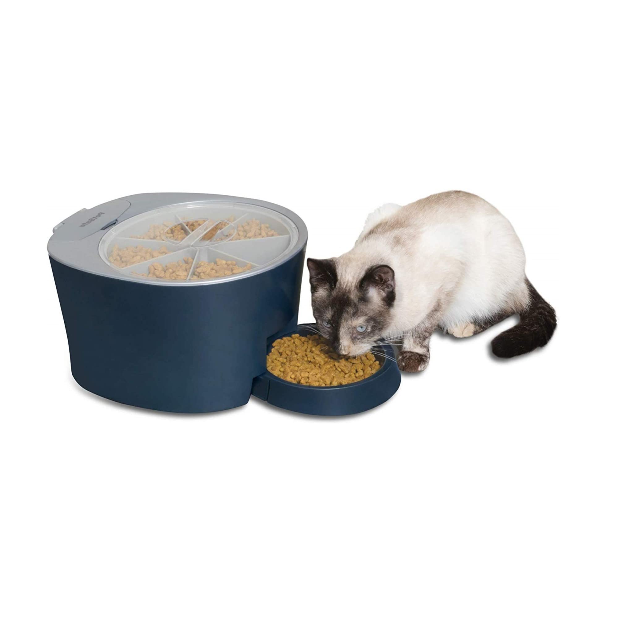 PetSafe 6 Meal Automatic Cat Feeder - Convenient Meal Scheduling - Supports Slow Feeding & Portion Control - BPA Free Material - Tamper-Resistant Design - Easy to Clean - Battery Operated