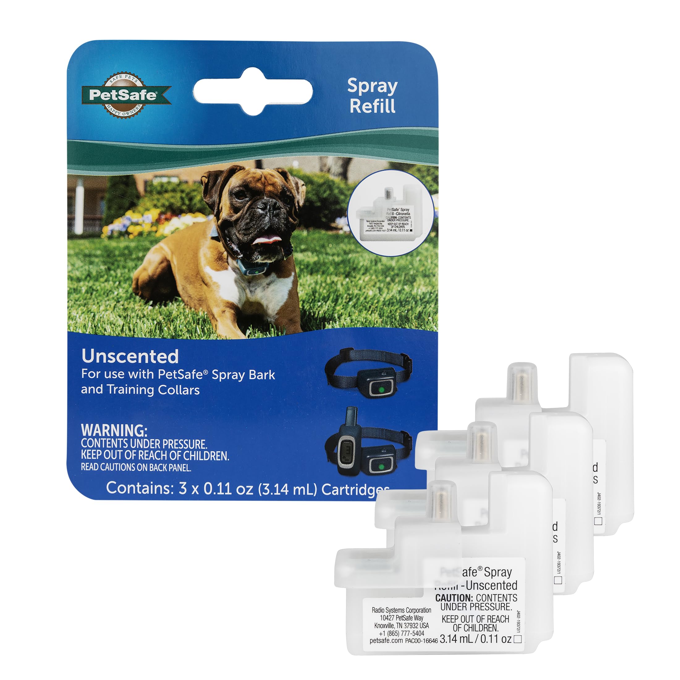 PetSafe Spray Refill - Unscented - No-Mess Replacement Cartridges Spray Dog Bark Collar Remote Training Collar - Refill Cartridge Only - 3-Pack - PAC00-16646, Unscented