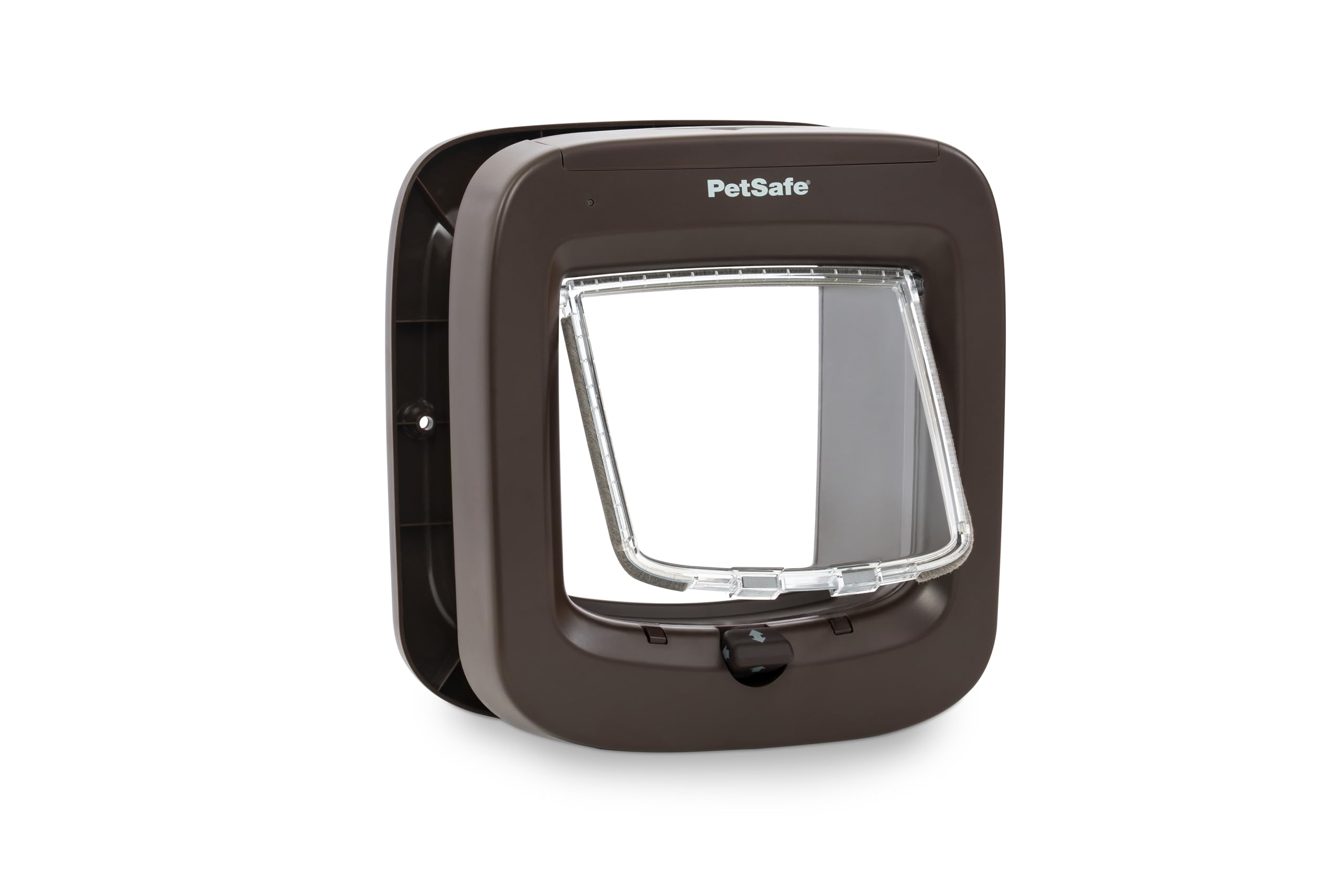 PetSafe Microchip Cat Flap, Battery Powered Pet Door, 4-Way Locking and Easy Installation, Brown, Cat Flap - Microchip, Brown