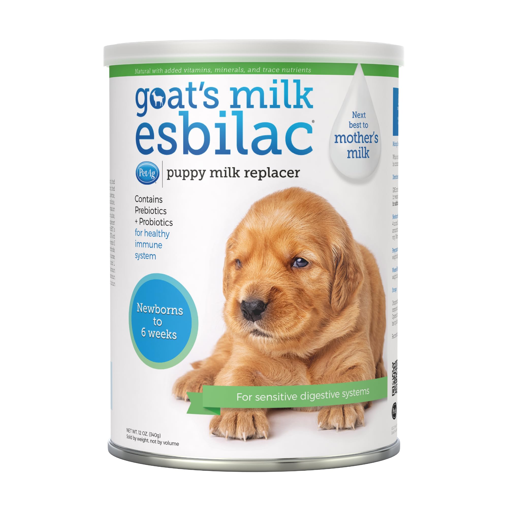 Pet-Ag Goat’s Milk Esbilac Powder - 12 oz, Pack of 3 - Powdered Puppy Formula with Prebiotics, Probiotics & Vitamins for Puppies Newborn to Six Weeks Old - For Sensitive Digestive Systems