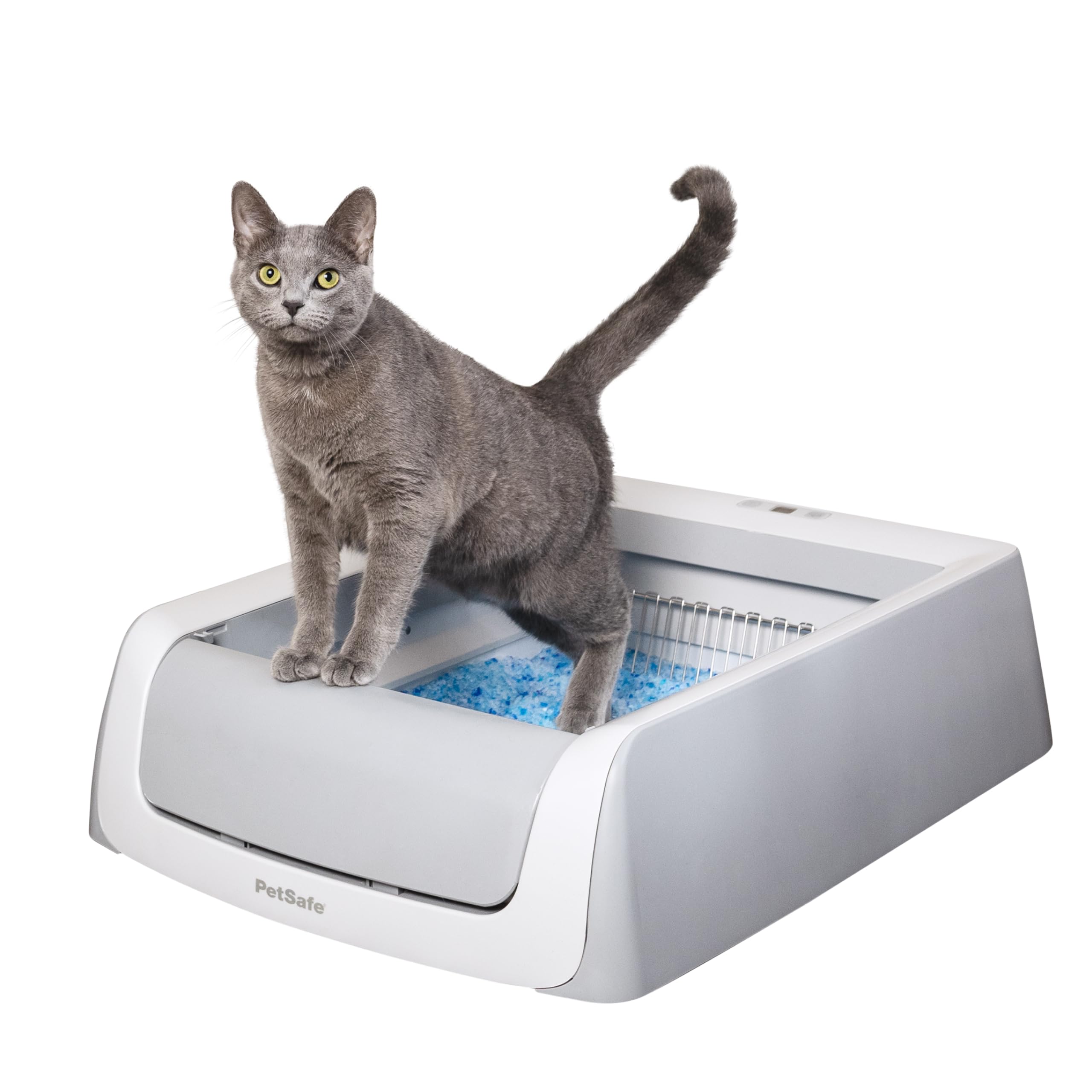 PetSafe ScoopFree Crystal Pro Legacy Self-Cleaning Automatic Litter Box - Uncovered Motion-Sensing Cat Box with Integrated Health Counter - Includes 1 Disposable Crystal Litter Tray, Standard, Regular Uncovered