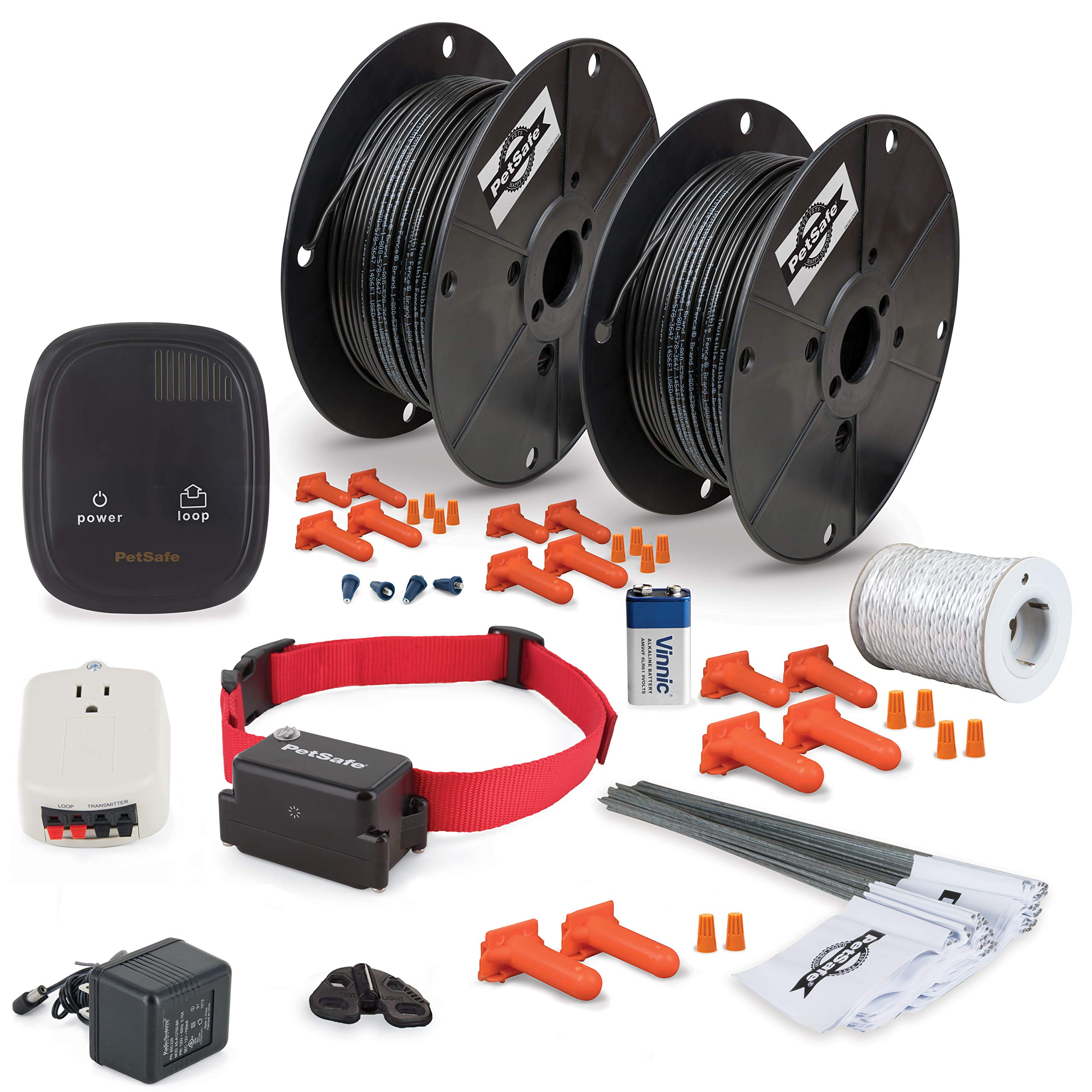 PetSafe Stubborn Dog Ultimate In-Ground Fence Kit - Includes 1000 ft 16 Gauge Copper Wire, Boundary Flags & Waterproof Battery-Operated Receiver Collar - Covers Up to 1 Acre - For Dogs 8lb+