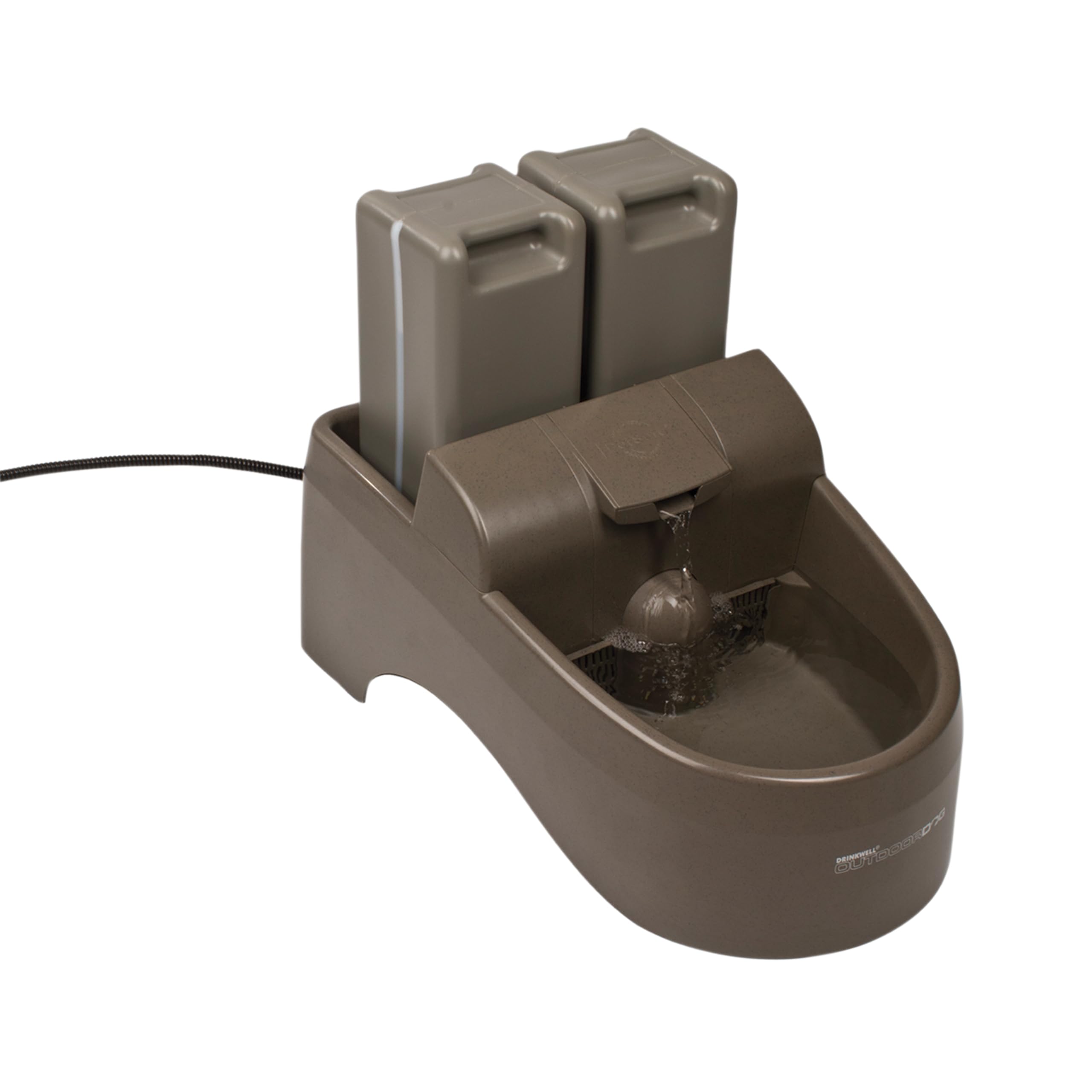 PetSafe Drinkwell Outdoor Dog Fountain - Encourages Drinking - Replaceable Carbon Filter - UV Resistant Plastic - BPA-Free - 450 oz Water Capacity - Indoor/Outdoor Use, Brown Box Packaging