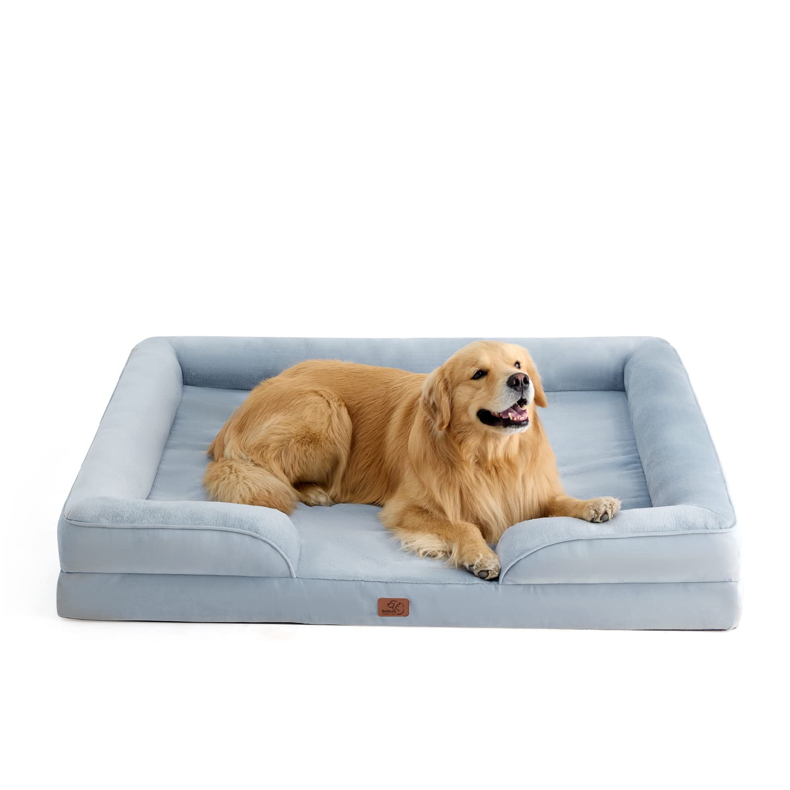 Bedsure XXL Orthopedic Dog Bed for Extra Large Dogs - Washable Giant Dog Cat Bed Waterproof, Comfort Dogs Couch Sofa with Washable Removable Cover, Pet Bed with Nonskid Bottom, Light Blue, 52