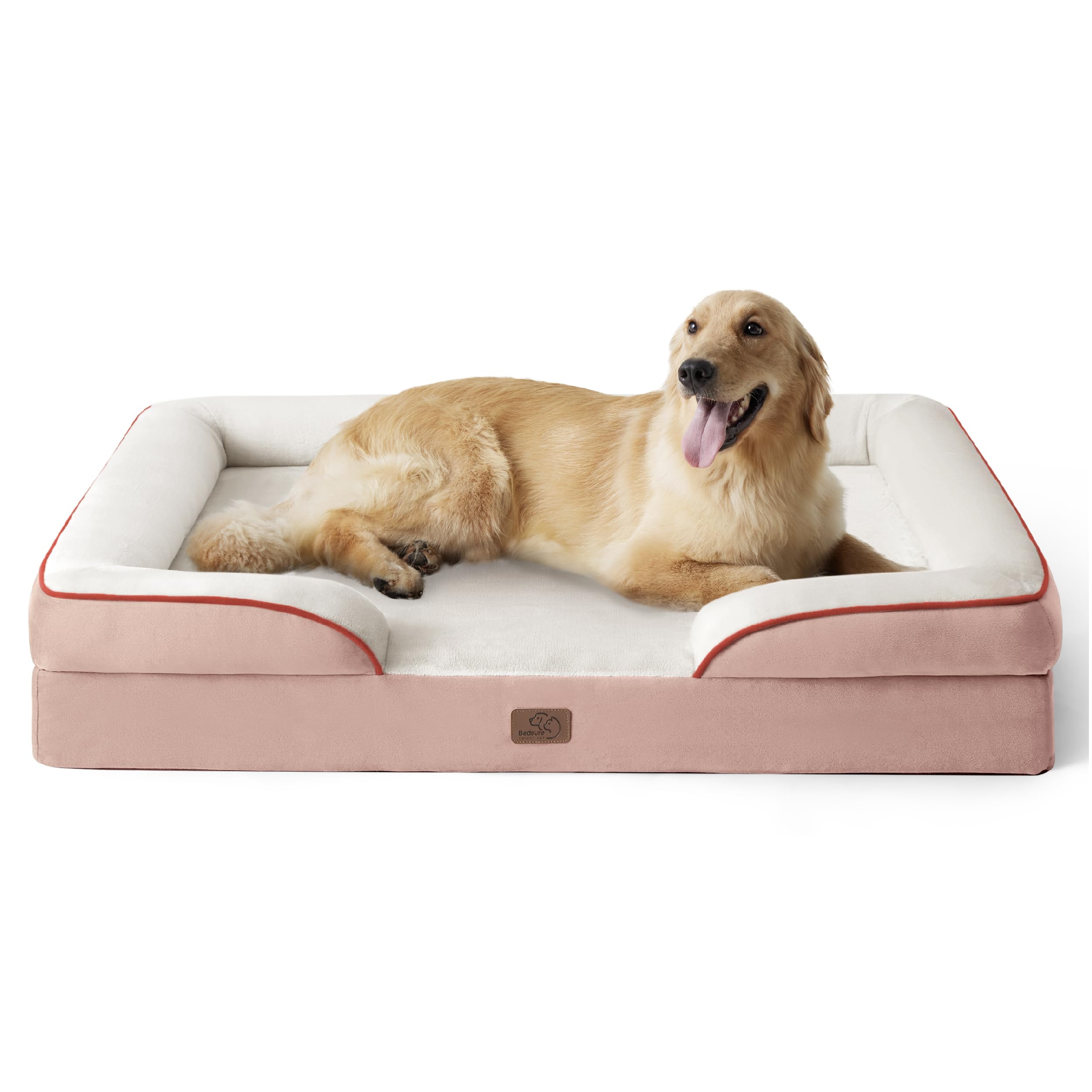 Bedsure XL Plus Orthopedic Dog Bed for Extra Large Dogs - Washable XLarge Dog Cat Bed Waterproof, Comfort Dogs Couch Sofa with Washable Removable Cover, Pet Bed with Nonskid Bottom, Pink, 48