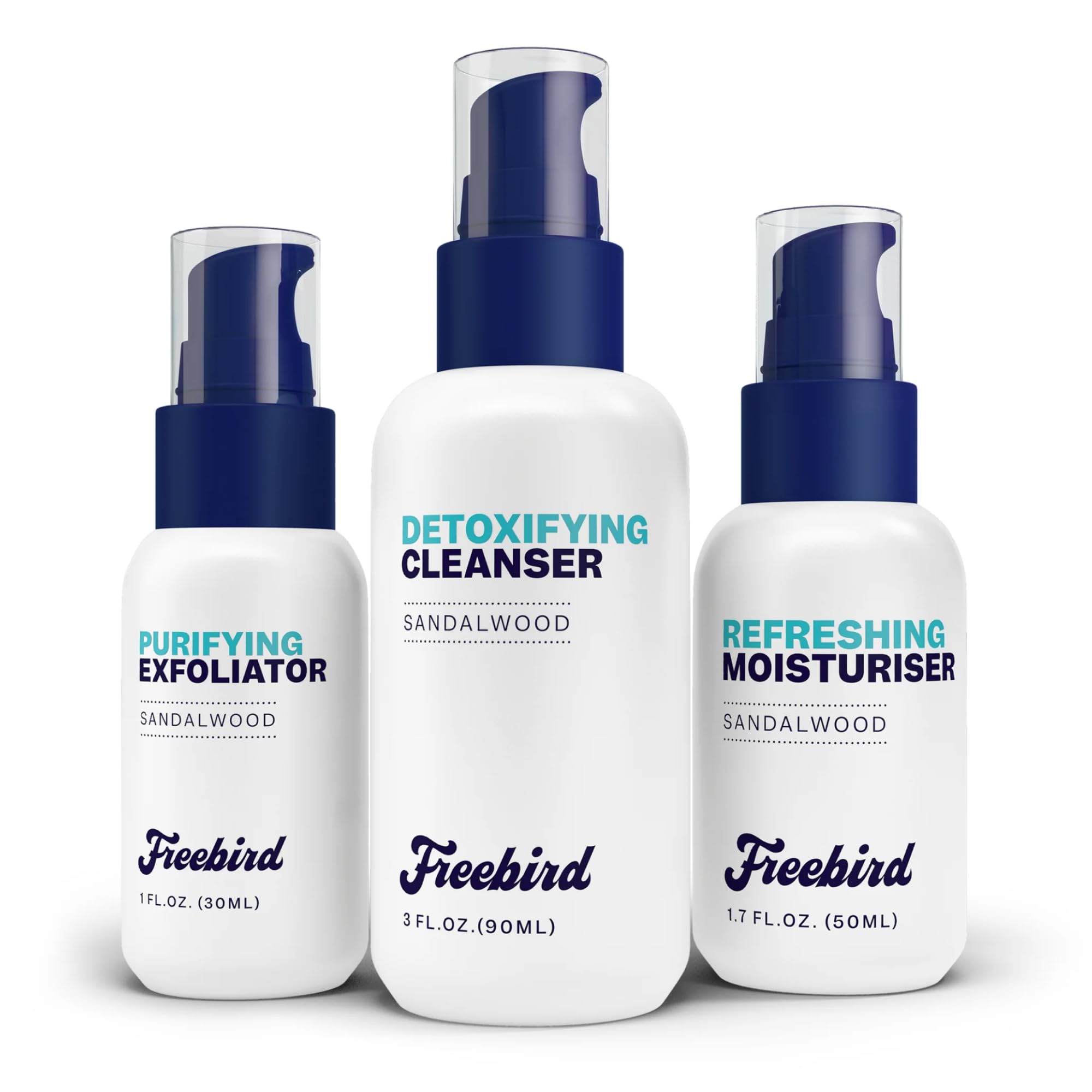 Freebird Skin Care Kit - 3-in-1 Premium Bald Head Care, Soothe Shaving, Nourishing Detox Cleanser, Purifying Exfoliator, Refreshing Moisturizer, Enhanced Hydration, Ideal for Daily Skin Maintenance