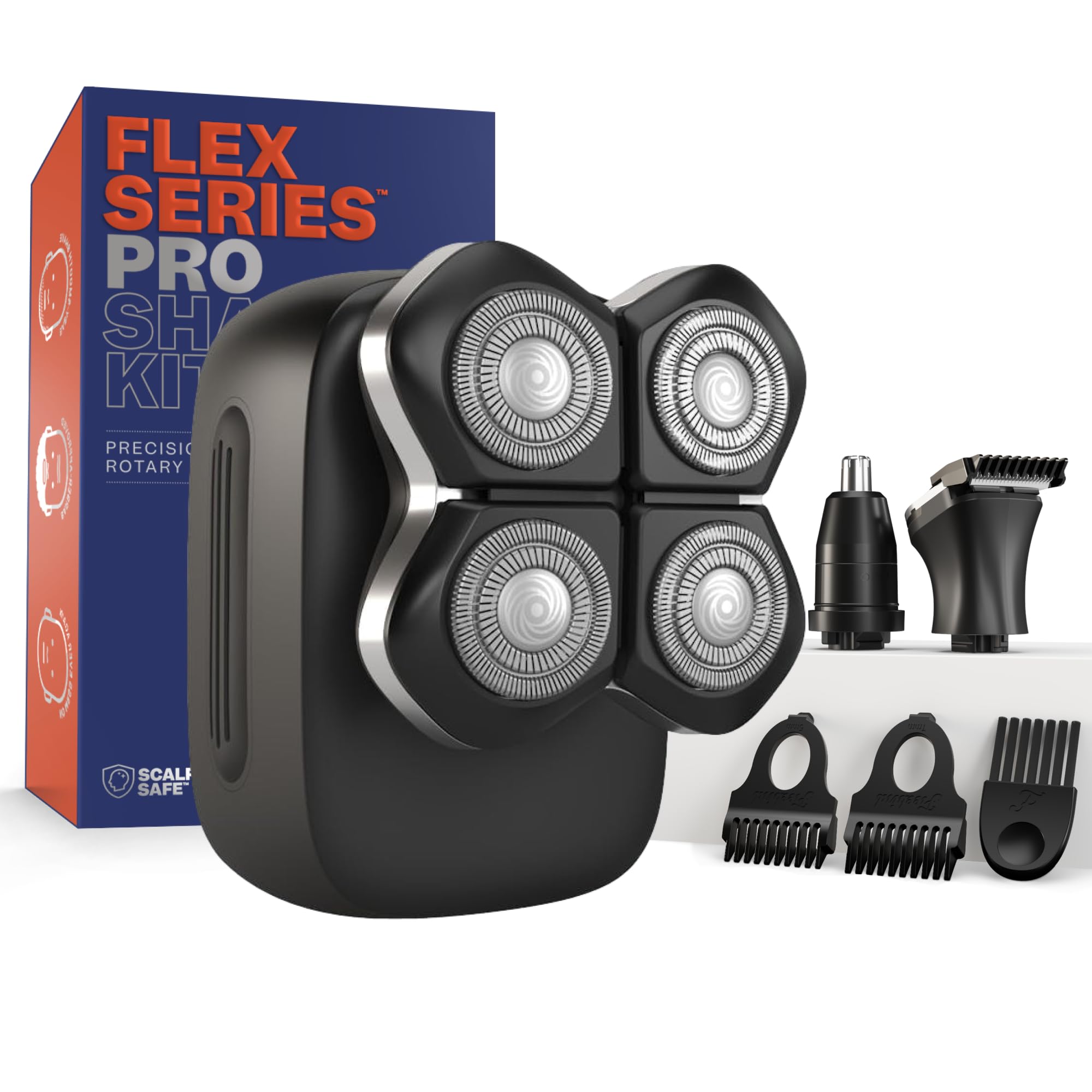 Freebird FlexSeries Electric Head & Body Hair Shaver, Mens Cordless Rechargeable Wet and Dry Skull, Bald Head, Back, Groin Waterproof Razor with Rotary Blades (FlexSeries Pro, Without Accessories)