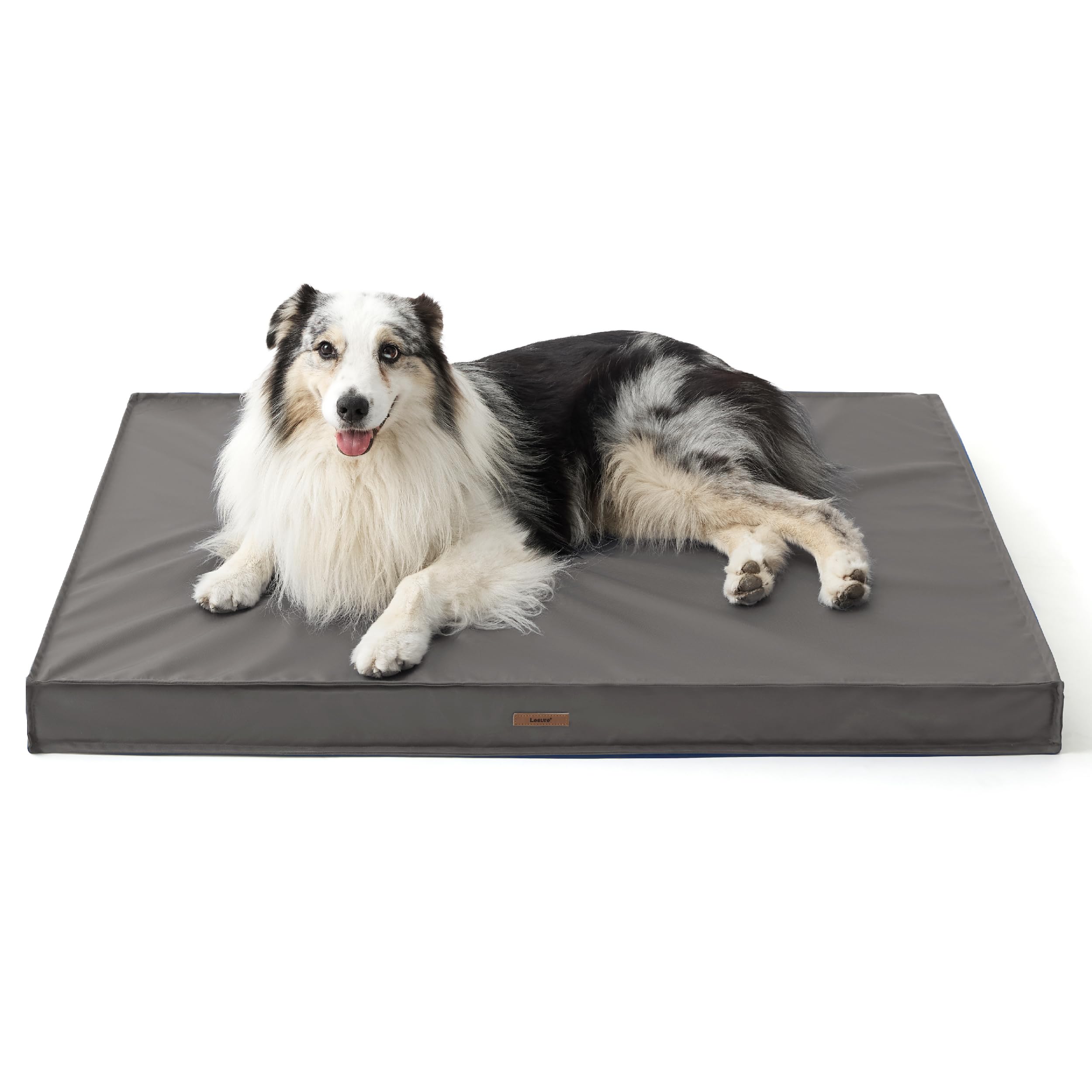 LE SURE Outdoor Waterproof Dog Bed for Large Dogs, Orthopedic Egg Crate Foam Pet Bed with Oxford Fabric Surface and Removable and Durable Cover, Machine Washable, 36''x27'', Grey