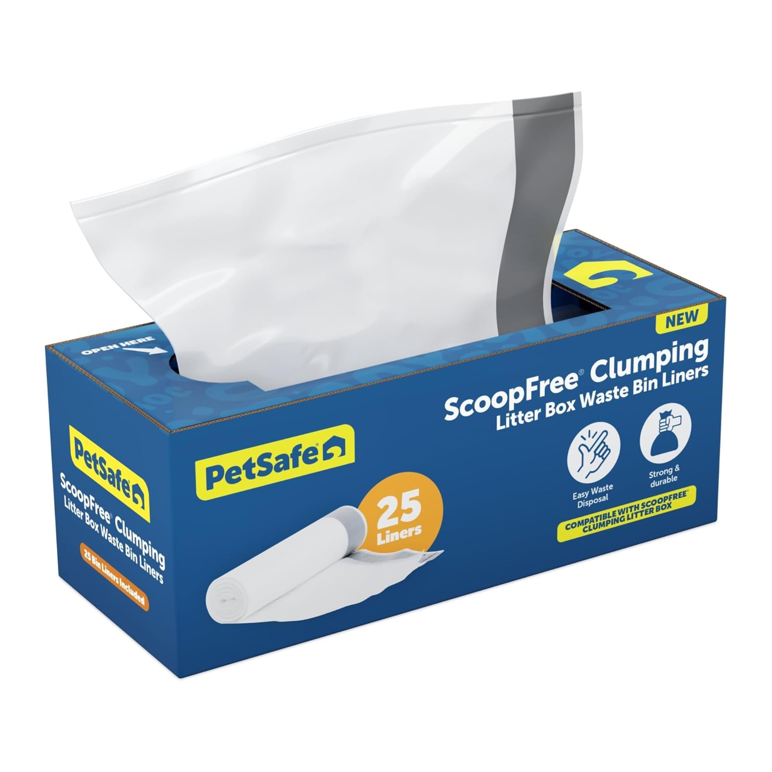 PetSafe Litter Box Liners - Supports Easy Clean Up - Disposable Liners - Durable Plastic - Convenient Drawstring - Hassle-Free Cleaning - ScoopFree Clumping Waste Bin Liners, 1 Count (Pack of 1)