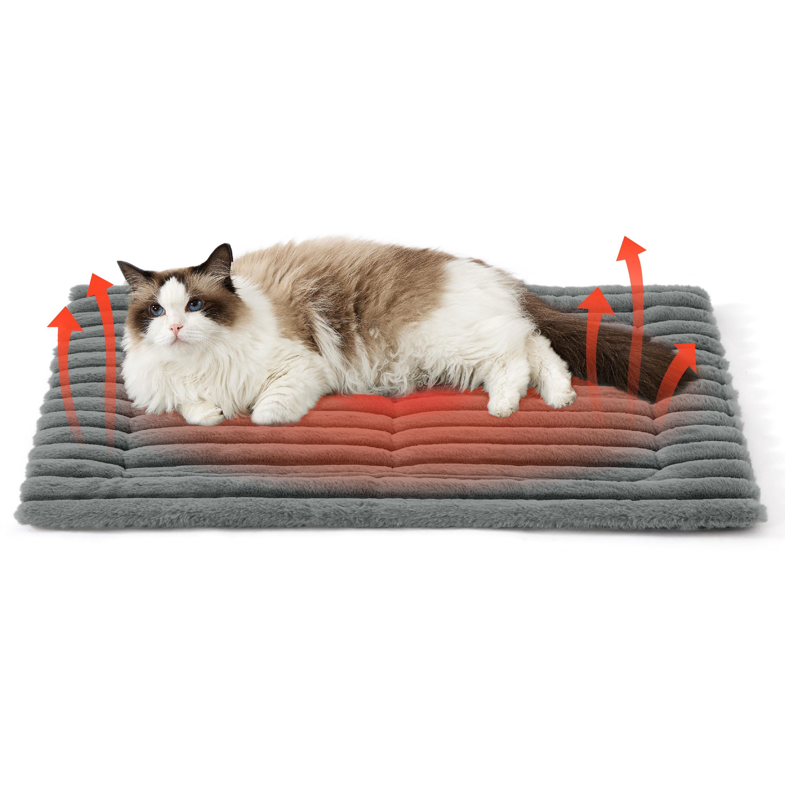 Bedsure Self Warming Cat Bed, Medium Self Heating Dog Crate Pad, Thermal Extra Warm Puppy Mat Indoor & Outdoor, Non-Slip & Washable, 32