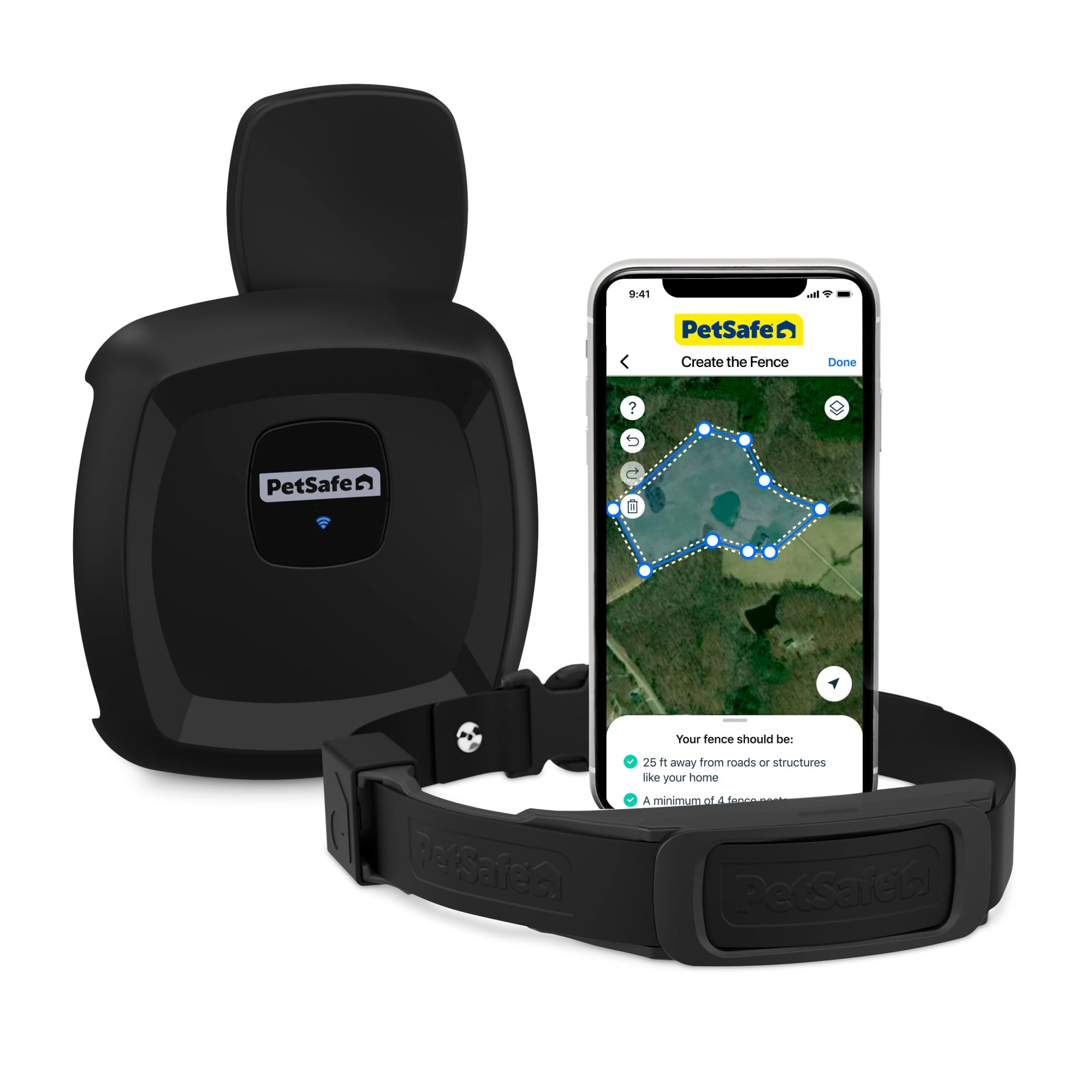 PetSafe Guardian GPS Dog Fence - Advanced AccuGuard Technology - Wireless Virtual Fence - No Subscription Required - Waterproof Collar with Long Lasting Battery - Easy to Set Up, Black, Guardian GPS Fence