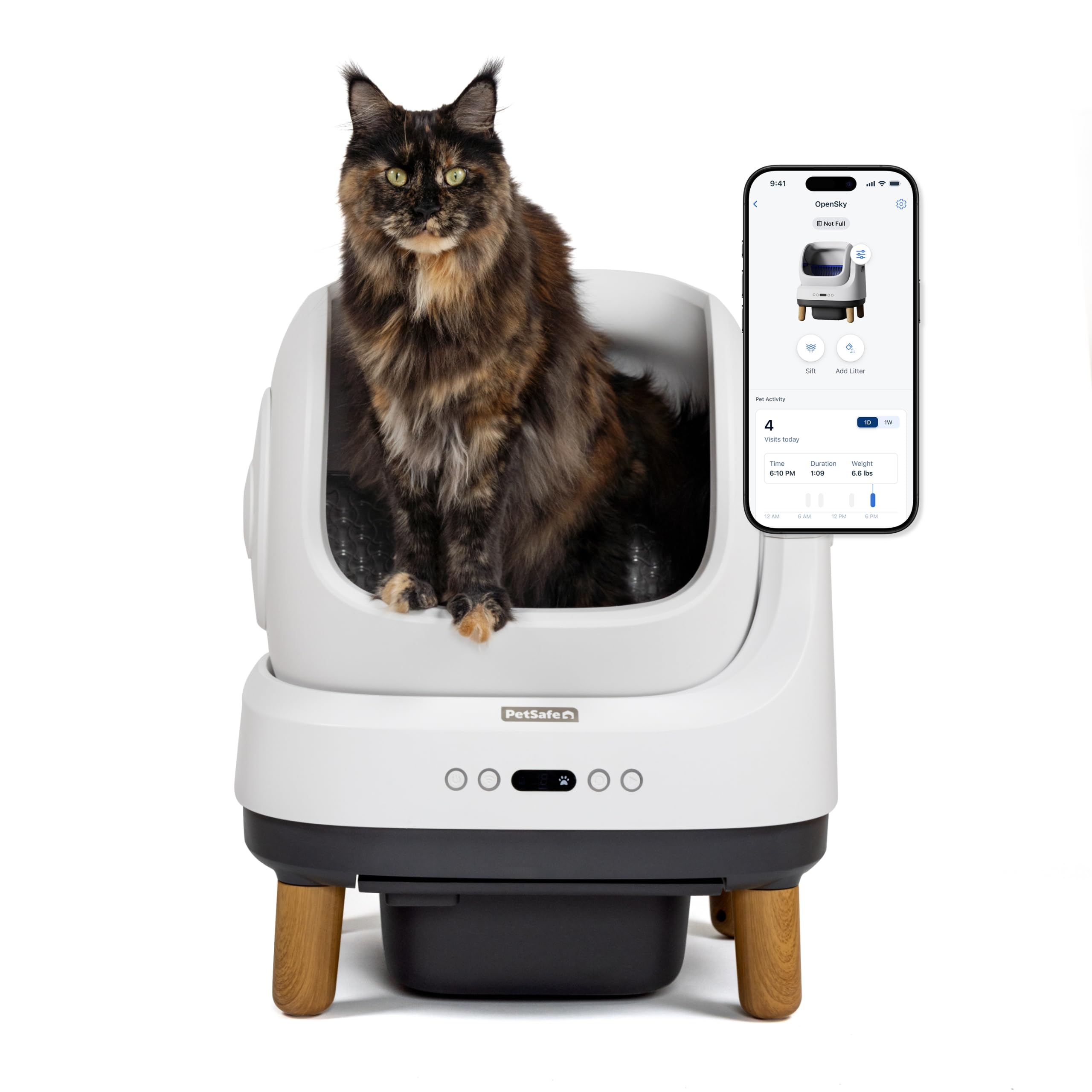 PetSafe ScoopFree OpenSky Automatic Self-Cleaning Cat Litter Box - Hands-Free Cleaning - Odor Control Litter System - App Controlled with Health Monitoring - Multi-Cat Compatible, Litter Box