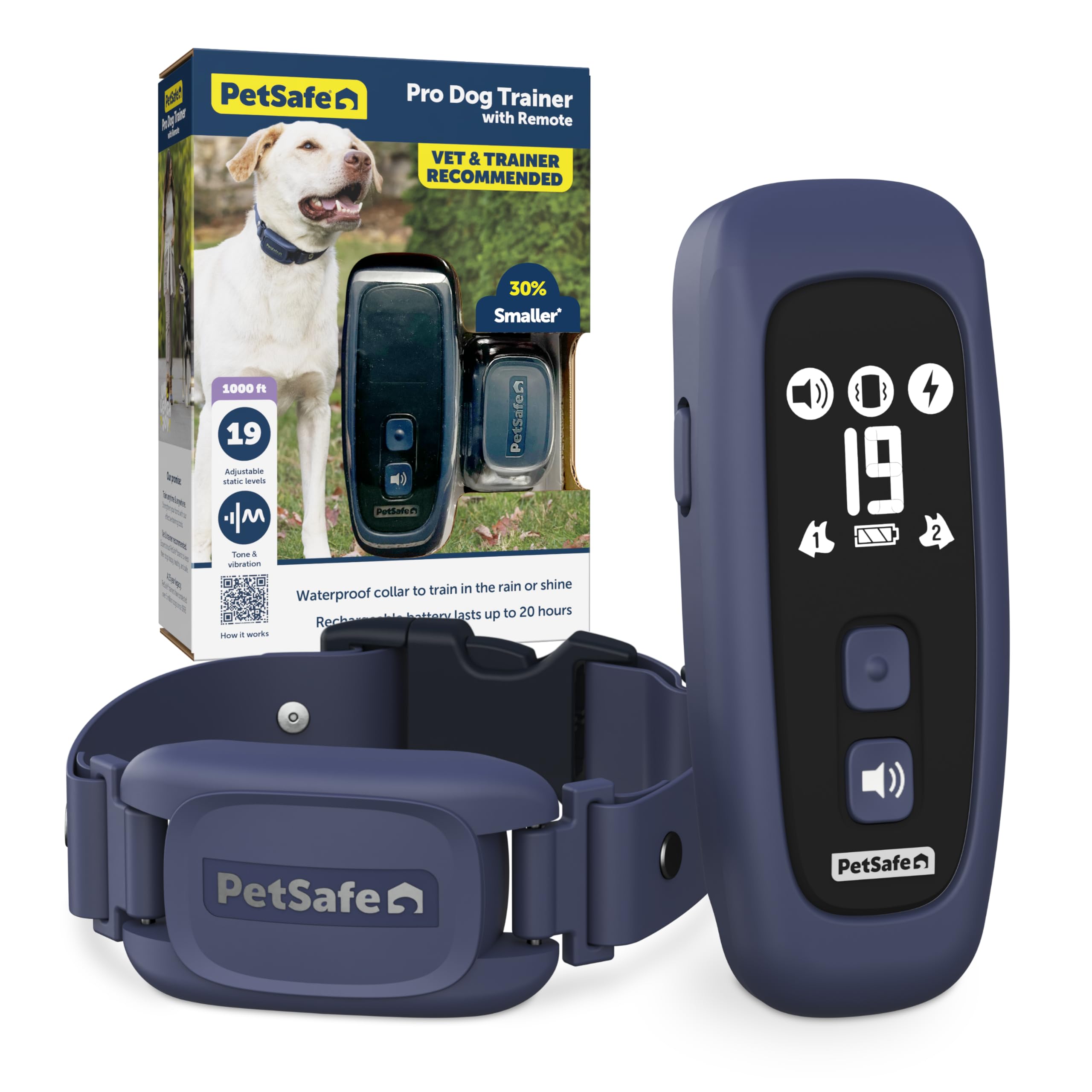 PetSafe Pro Dog Trainer with Remote - Effective Dog Training - 15 Levels of Static Correction - Waterproof Collar - Rechargeable Training Collar - Compact Remote Transmitter, 1 Dog Trainer